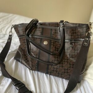 Coach Brown and Black Patterned Tote NWOT old money